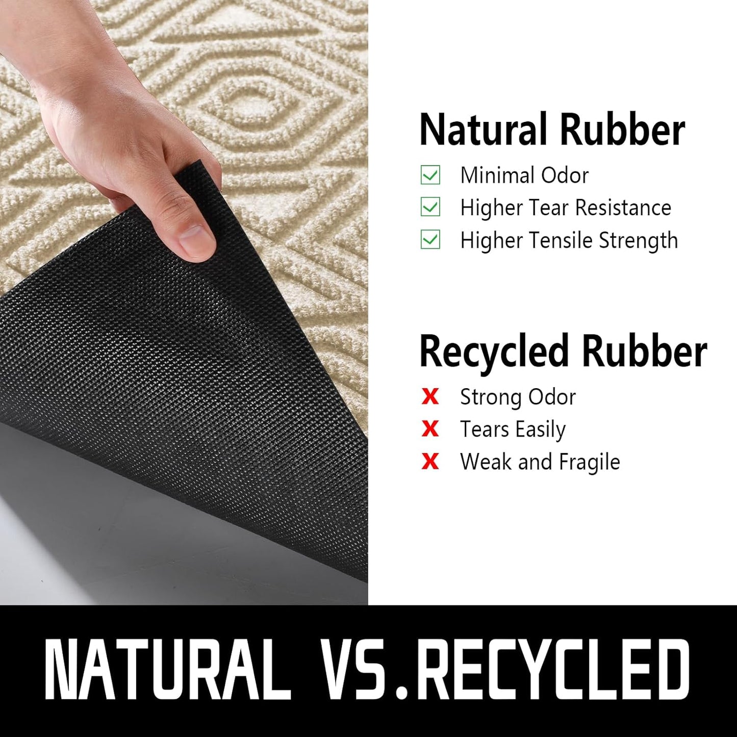 Yimobra Door Mat, Outdoor Indoor Entrance Welcome Mat, Heavy Entry Front Door Mat, Stain & Fade Resistant, Low Profile, Sturdy Rubber, Easy Clean Patio Floor Mat, Waterproof, 60 x 36,Light Beige