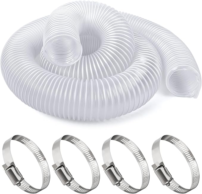 4" x 10' Heavy PVC Dust Collection Hose, Puncture Resistant PVC Dust Collection Hose with Carbon Steel Wire Coil, Flexible Clear PVC Fume Collection Hose for Dust Collectors