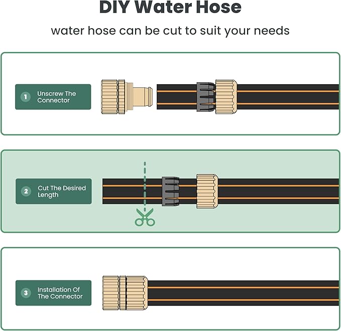 Giraffe Hybrid Garden Hose 5/8" x 50ft, Custom Length, NO Kink, Flexible, Leakproof Hose with Male to Female Fittings, 600 Burst PSI