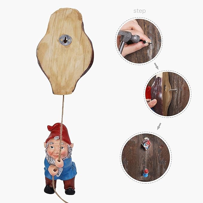 Gnome Tree Hugger Figurines Miniature Fairy Elf Climbing Tree Hanging Statue Garden Sculpture Decorative Outdoor Ornaments