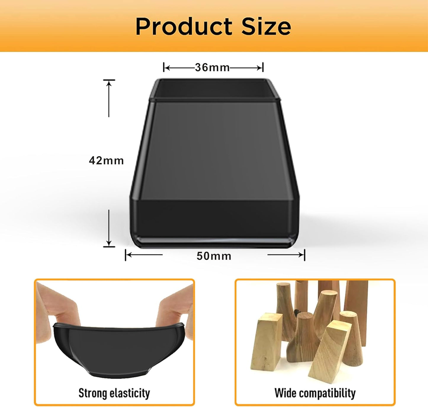 Furniture Sliders,16 PCS Square Chair Leg Sliders for Carpet, Furniture Movers Sliders, Carpet Chairs Furniture Glides, Floor Protectors, Carpet Moving Sliders Easily Move.(Black, Fit:1.62-2").