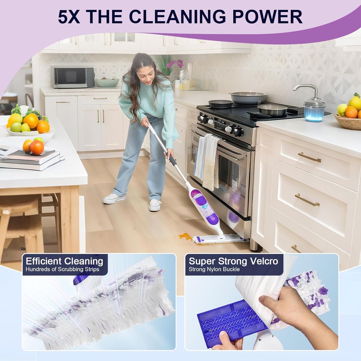 25 Pcs 5X Cleaning Power Mop Refills for Swiffer Power Mop, Unscented 14-Layer Thickened Disposable Mopping Pad Refills, for All Finished Floors