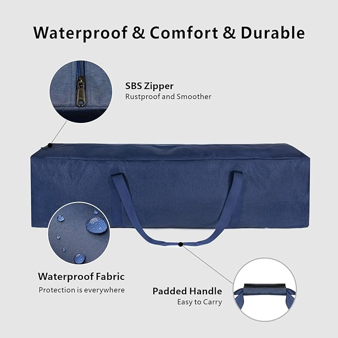 TOPDesign 46 Inch Extra Large Zippered Duffel Bag for Travel Camping Sports Equipment Storage, Waterproof Foldable Luggage Bag with Padded Handles