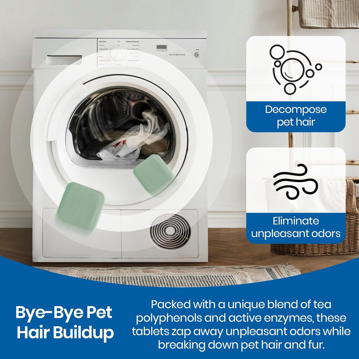 Laundry Refresh Kit, 30 Washing Machine Cleaner Tablets, 6.76 fl. oz Stain Remover Gel, Cleaning Brush, Tackles Pet Odors & Stains on Grout/Caulk, Family & Pet Safe, 12-Month Supply