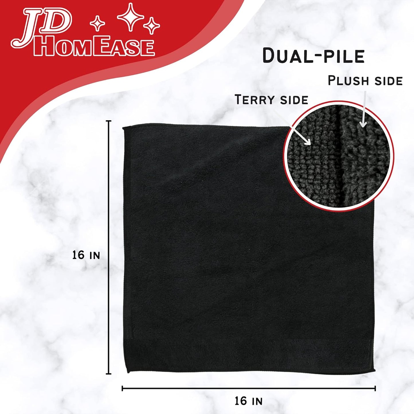 Microfiber Cleaning Cloths,120 Pack, 16"x16", All-Purpose, Softer, Highly Absorbent, Lint-Free, Reusable, Washable Pro Towels, Black, for House, Kitchen, Bathroom, Car, Office