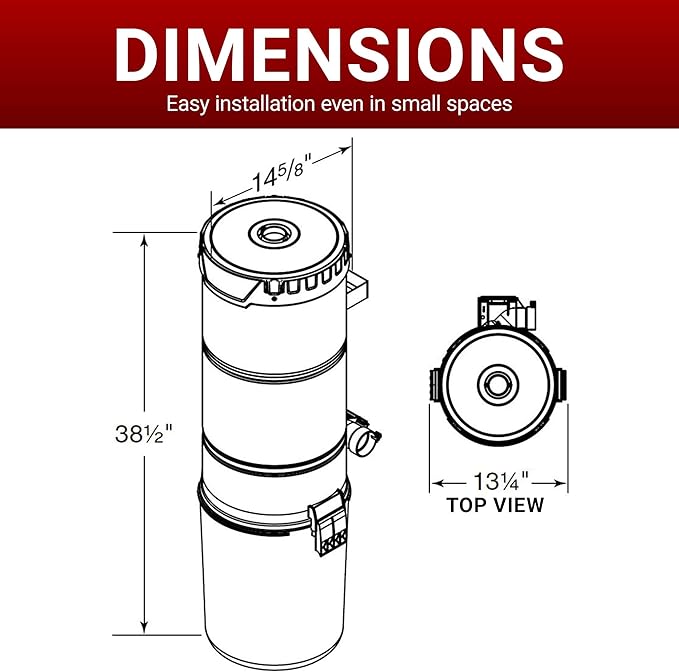 Broan-nutone 700 Air watts Central Vacuum System and Deluxe Multi-Surface Tool Set for Cleaning Floors, Anti-Vibration, Powerful Suction