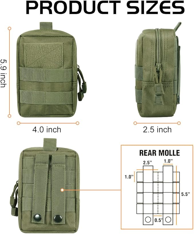 Gogoku 3 Pack Molle Pouch Combo Water Bottle Pouch Holder Tactical Molle Pouches Compact Utility Waist Bag Pack