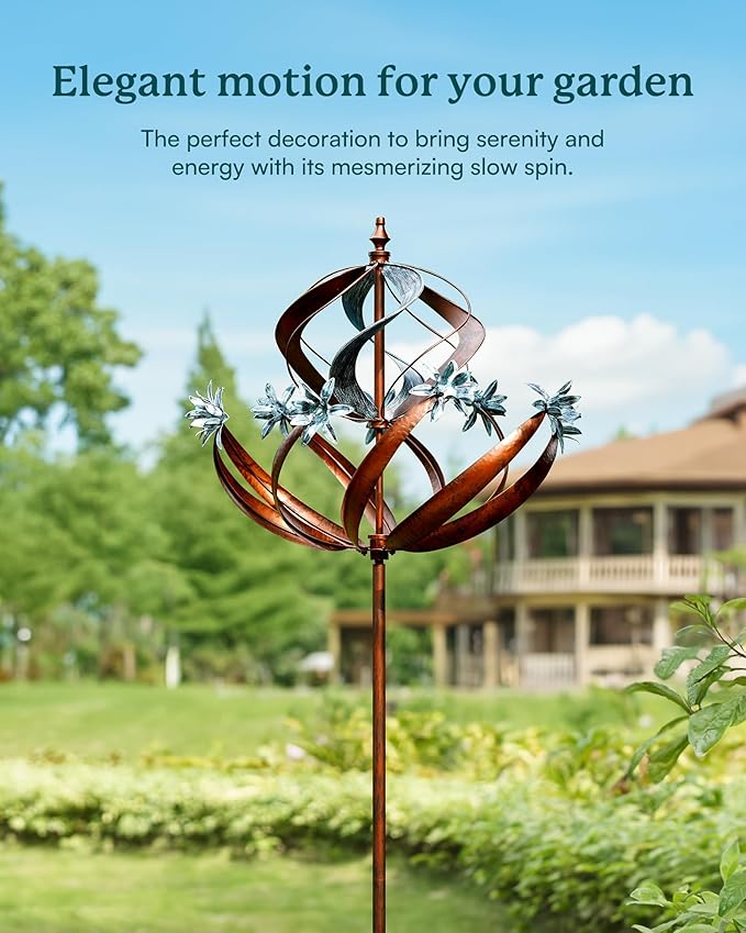 Yard Garden Wind Spinners Outdoor- Extra Large Kinetic Metal Wind Sculptures & Spinners, Yard Garden Decoration for Outdoor (26" W x 86" H)
