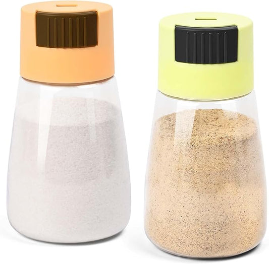 iNeibo Salt and Pepper Shakers Set, 2Pcs Plastic Salt Dispenser, Clear, with Squeezing Lid, Moisture Proof, Perfect for Cooking, Picnic, Outdoor BBQ, 1.2 Ounces for Easy Portability and Use