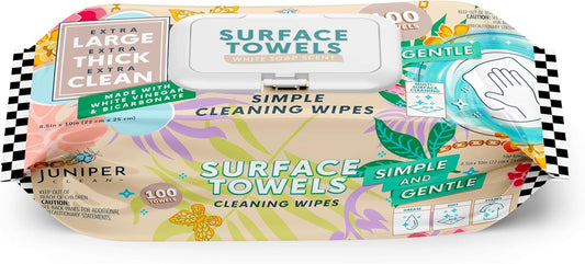 Single Surface Cleaning Wipes, Thick & Large Dispose, All-Purpose Cleaner for Bathroom, Kitchen, Office, 100 Count Soft Flow, Biodegradable, White Soap Scent