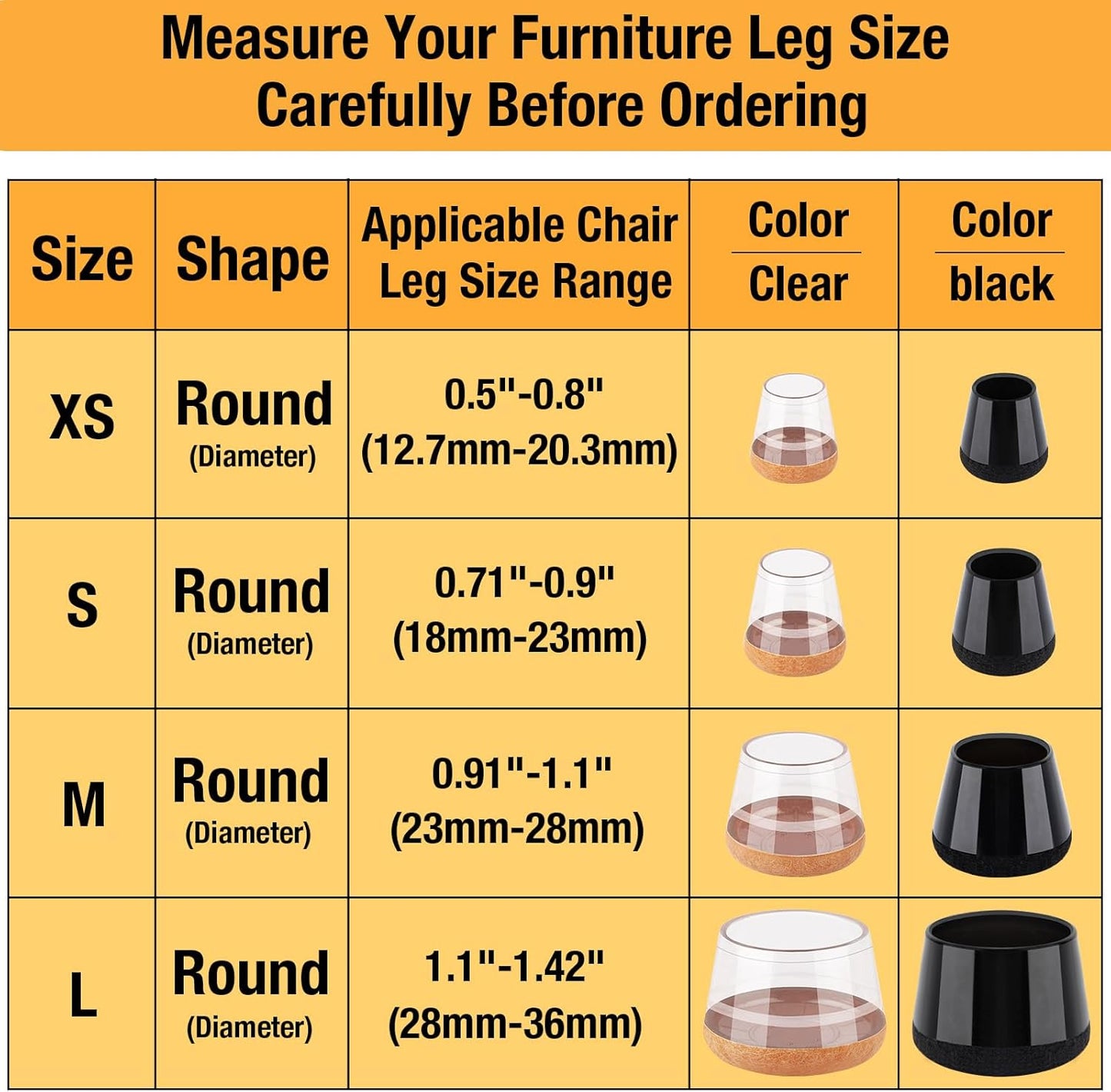 16 Pcs New Chair Leg Protectors for Hardwood Floors, Silicone Chair Leg Floor Protectors, Floor Protectors for Chairs, Chair Leg Caps Protect Wooden Floors from Scratching, Won't Tear