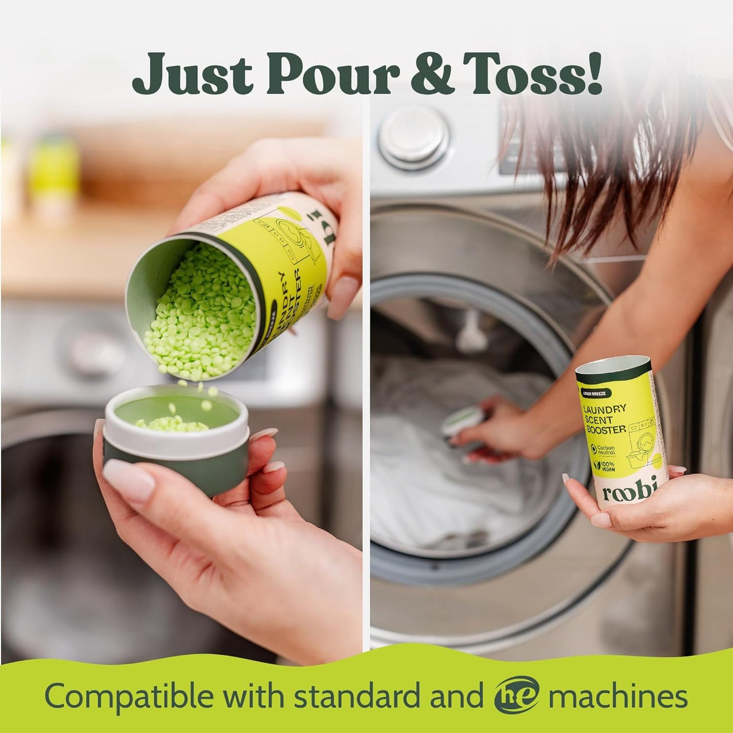 Roobi Sustainable Laundry Scent Booster Beads. Linen Breeze Fragrance Laundry Beads. Up to 20 Washing Cycles. Carbon Neutral, 100% Vegan.