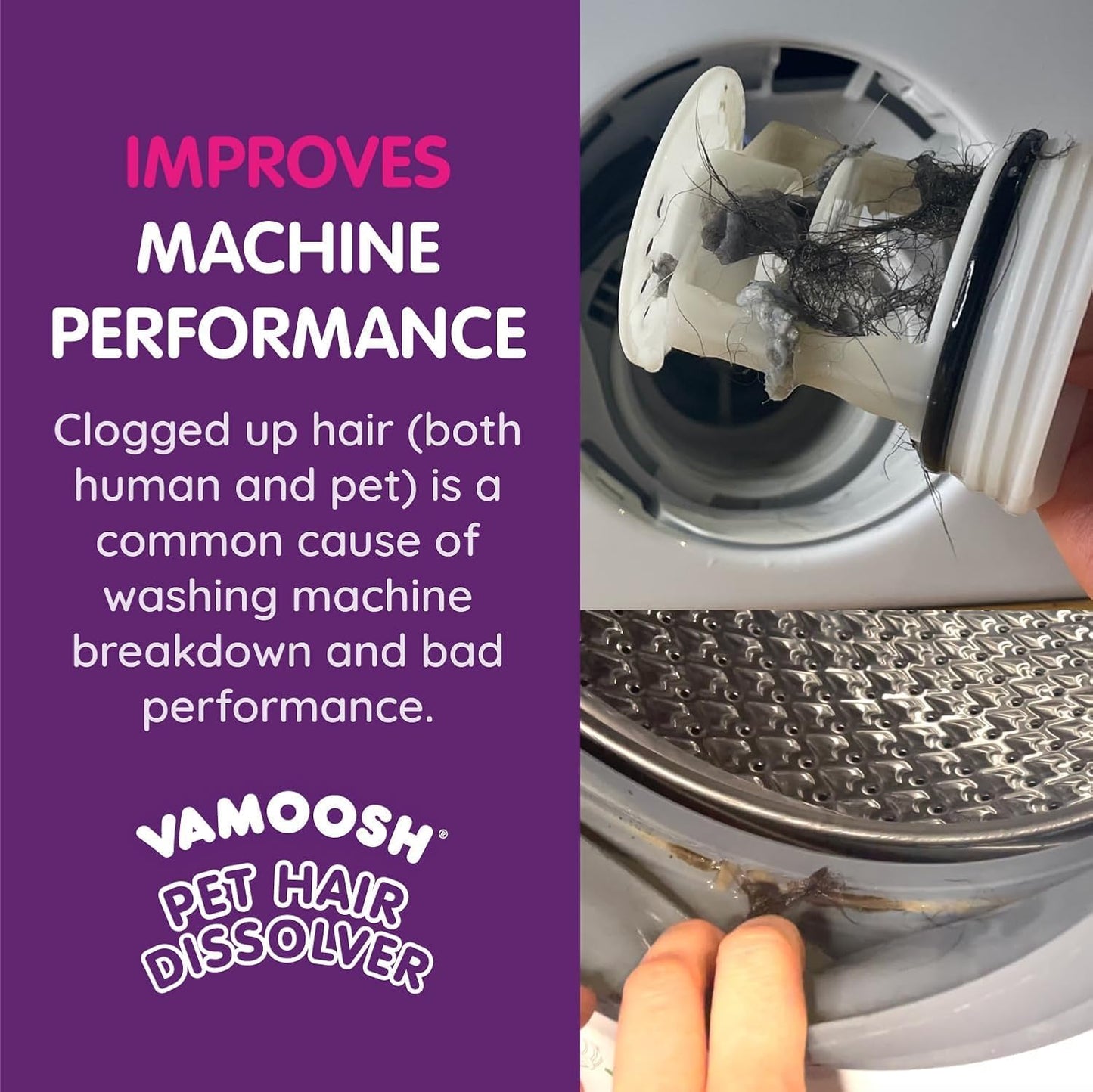 Vamoosh 6-in-1 Washing Machine Cleaner | Patented Pet Hair Dissolving Technology | No Harmful Chemicals | Removes Limescale | Deep Clean | Descales | Lemon Fresh Scent | 150g (Pack of 6)