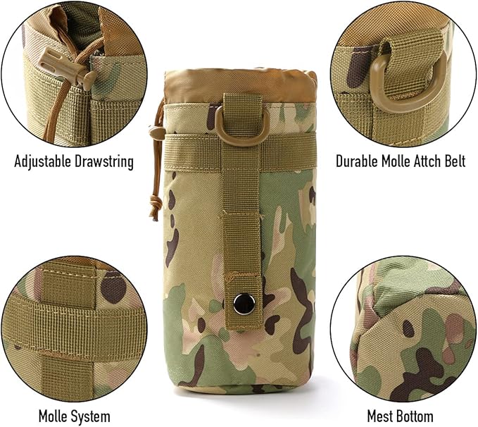 Gogoku 3 Pack Molle Pouch Combo Water Bottle Pouch Holder Tactical Molle Pouches Compact Utility Waist Bag Pack