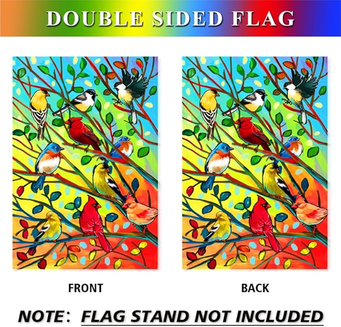 Tree Birds Garden Flags 12x18 Inch Double Sided Yard Flags for Outside Decoration