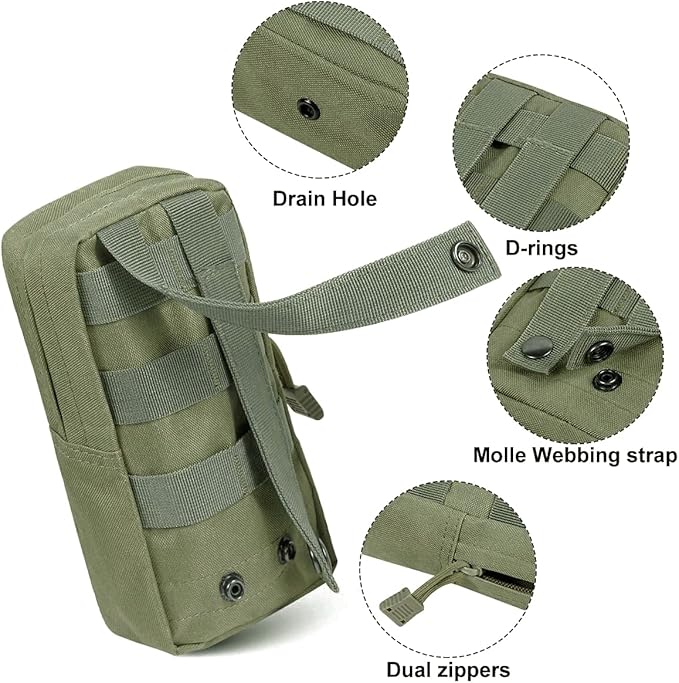 Gogoku 3 Pack Molle Pouch Combo Water Bottle Pouch Holder Tactical Molle Pouches Compact Utility Waist Bag Pack