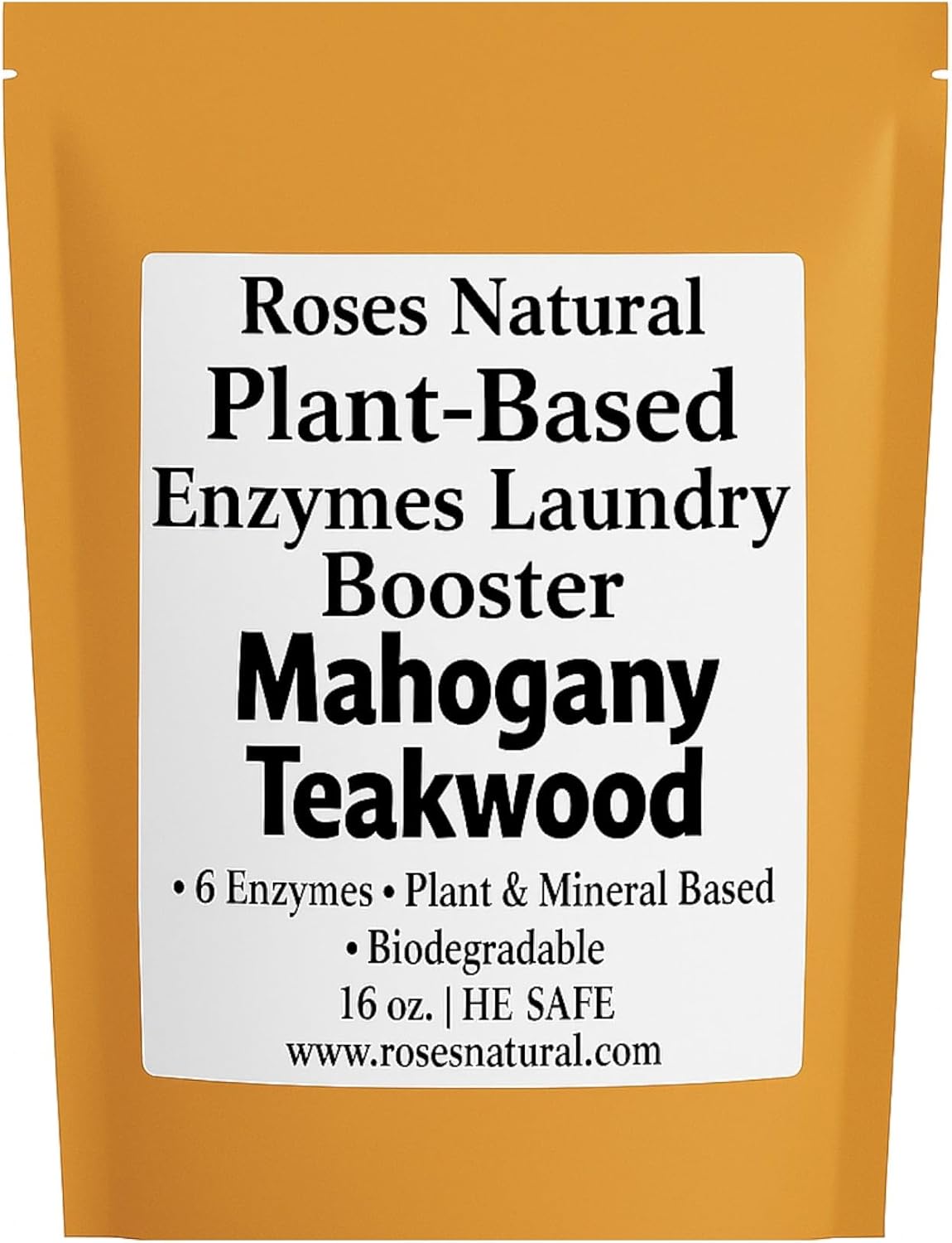 Natural Enzyme Laundry Booster – Mahogany Teakwood | Deep Clean for Sensitive Skin | Eco-Friendly, Biodegradable, HE Safe, 6 Enzymes Formula | 16 oz | Made in USA