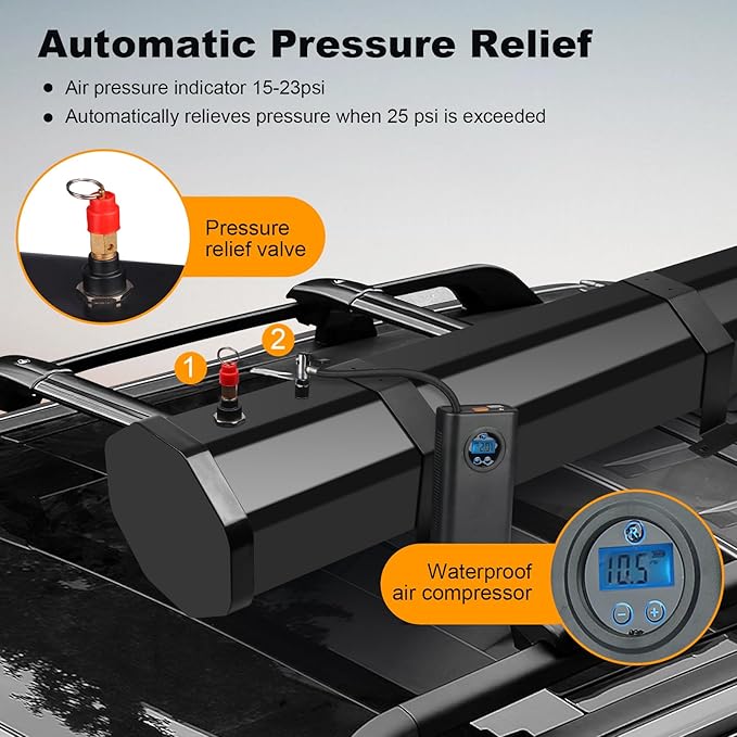 Pressurized Water Tank,Roof Rack Shower Solar Car Shower, 7.9 Gal/30L Roof Rack Water Tank Off-Road Vehicles,Pick-Up Trucks,SUV,Mounts to Roof Racks