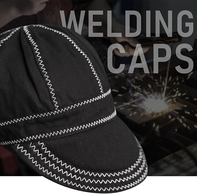 YESWELDER Welding Cap, Black 7-1/2", Heat-Resistant Reversible Protective Welders Cap