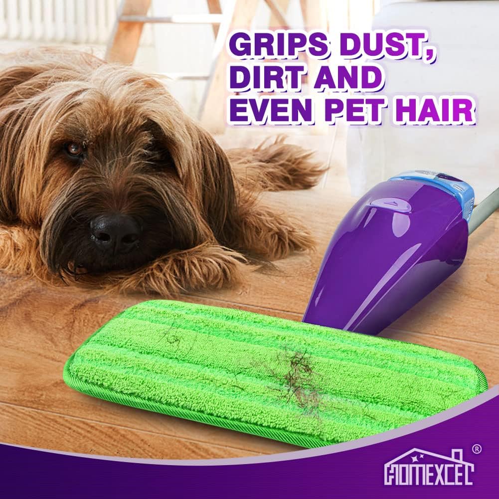 HOMEXCEL Microfiber Mop Pads Compatible with Swiffer Wet Jet-15"x5.5", Reusable and Machine Washable Floor Pad Refills, Mop Head Replacements for Multi Surface Wet & Dry Cleaning, Pack of 4