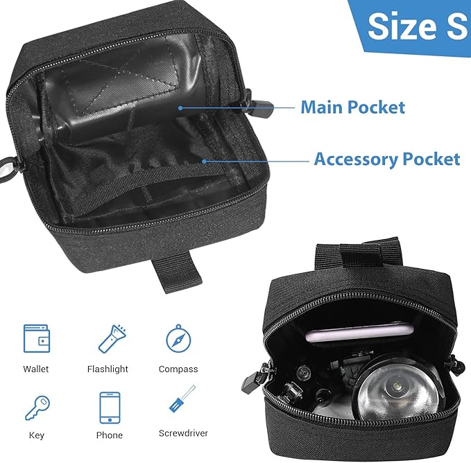 FUNANASUN 2 Pack Molle Pouches Tactical Pouch Small Molle Pouch Compact Water-Resistant EDC Pouch Molle Bag