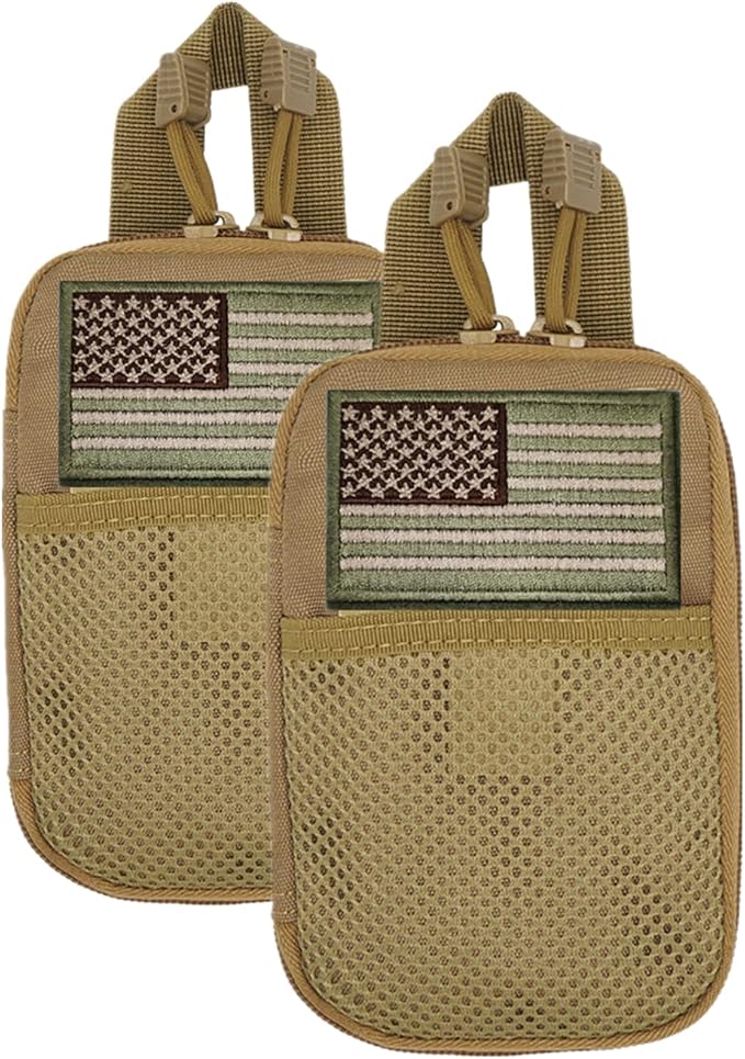 edc pouch multifunctional tactical bag molle bag accessory bag mobile phone bag, tactical belt pouch, men's belt bag, outdoor sports travel hiking waterproof bag with American flag embroidery patch