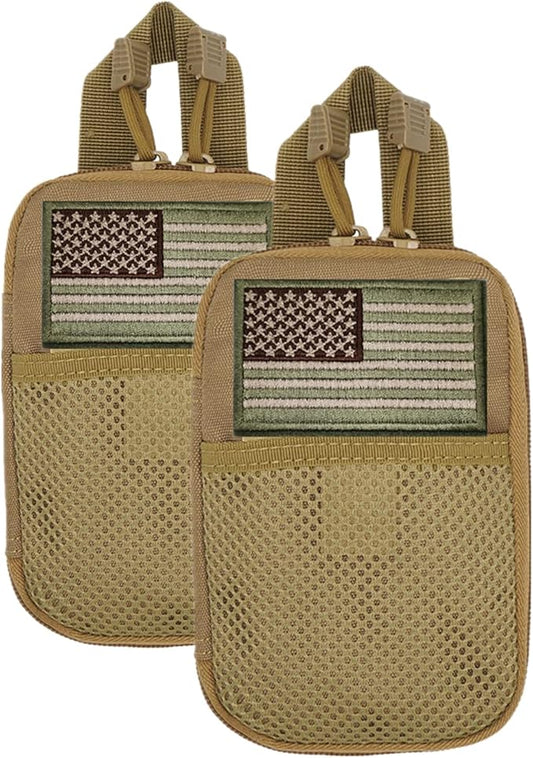 edc pouch multifunctional tactical bag molle bag accessory bag mobile phone bag, tactical belt pouch, men's belt bag, outdoor sports travel hiking waterproof bag with American flag embroidery patch