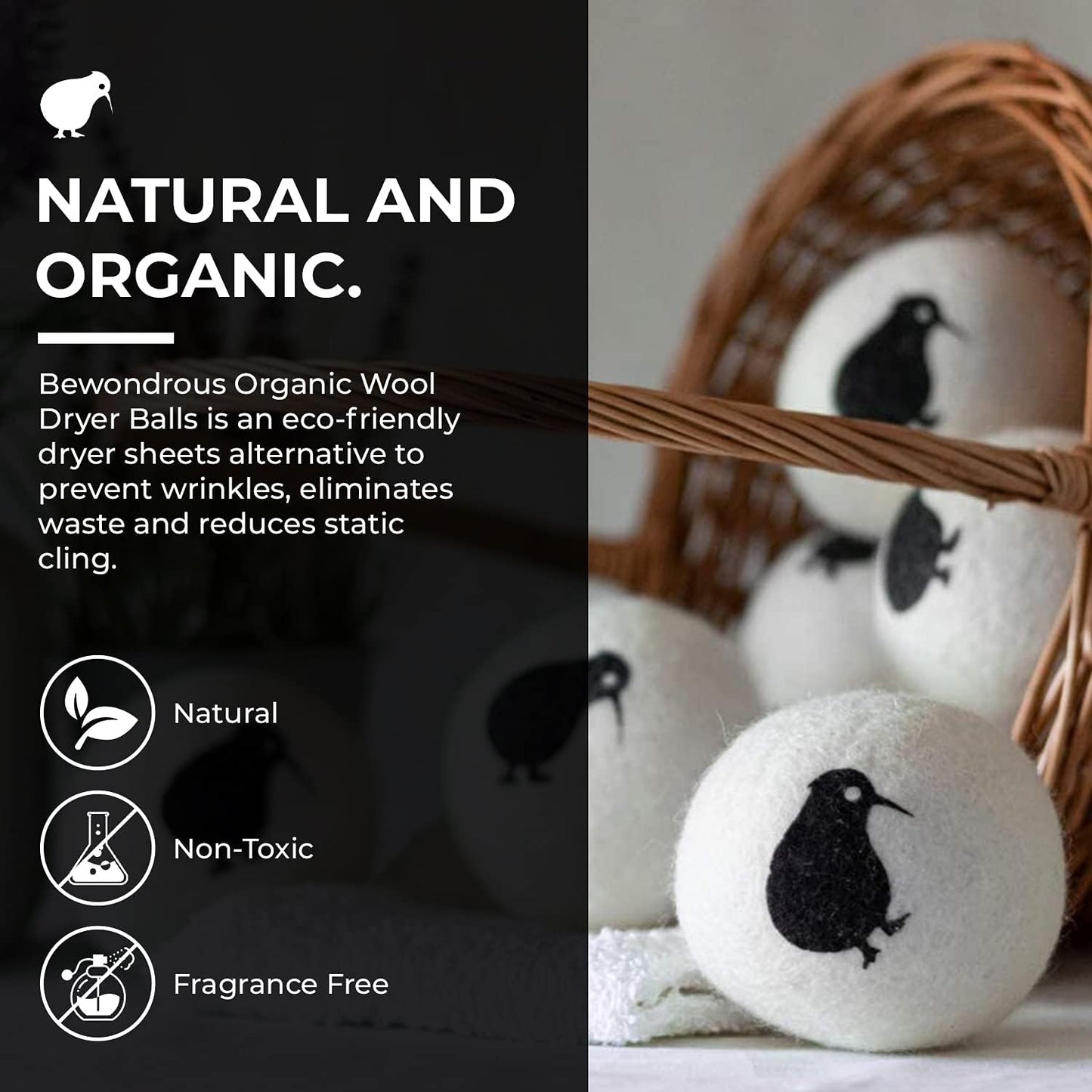 Wool Dryer Balls XL, 100% New Zealand Organic Wool - Reusable Natural Fabric Softener for Laundry, Dryer Sheets Alternative - Prevent Wrinkles and Anti Static (White, 6-Pack)