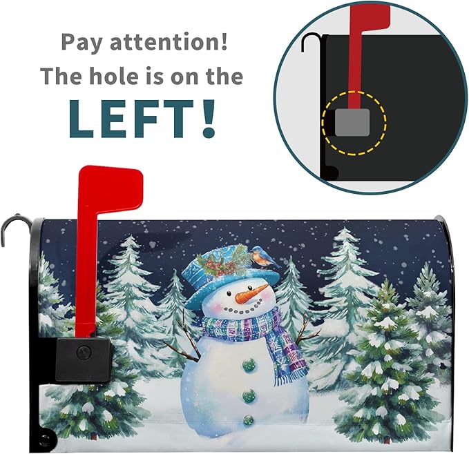 Winter Snowman Magnetic Mailbox Covers Large Size 25.5''x21'' Christma Snowy Pine Trees Forest Decorative Post Letter Box Cover Xmas Holiday Letterbox Wrap for Home Outdoor Garden