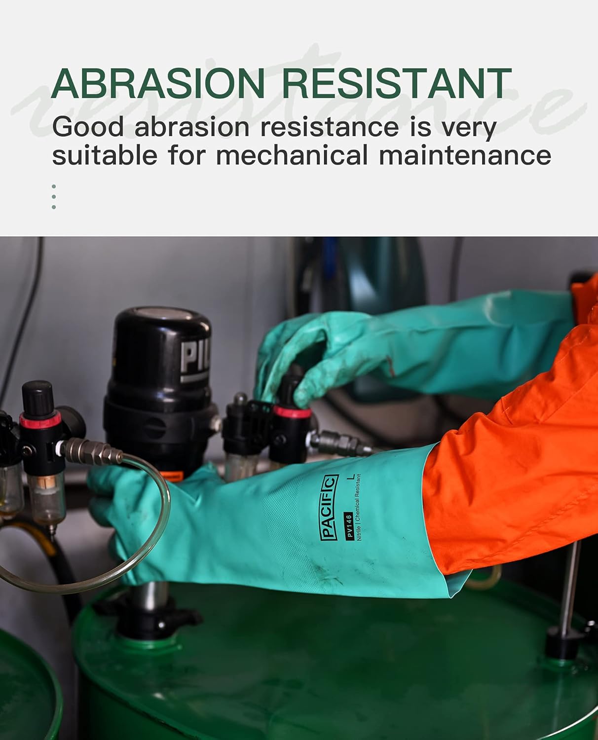 PACIFIC PPE 2 Pairs Chemical Resistant Nitrile Gloves, Resist Household Acid, Alkali, Solvent and Oil, 28 mil, 18", Large