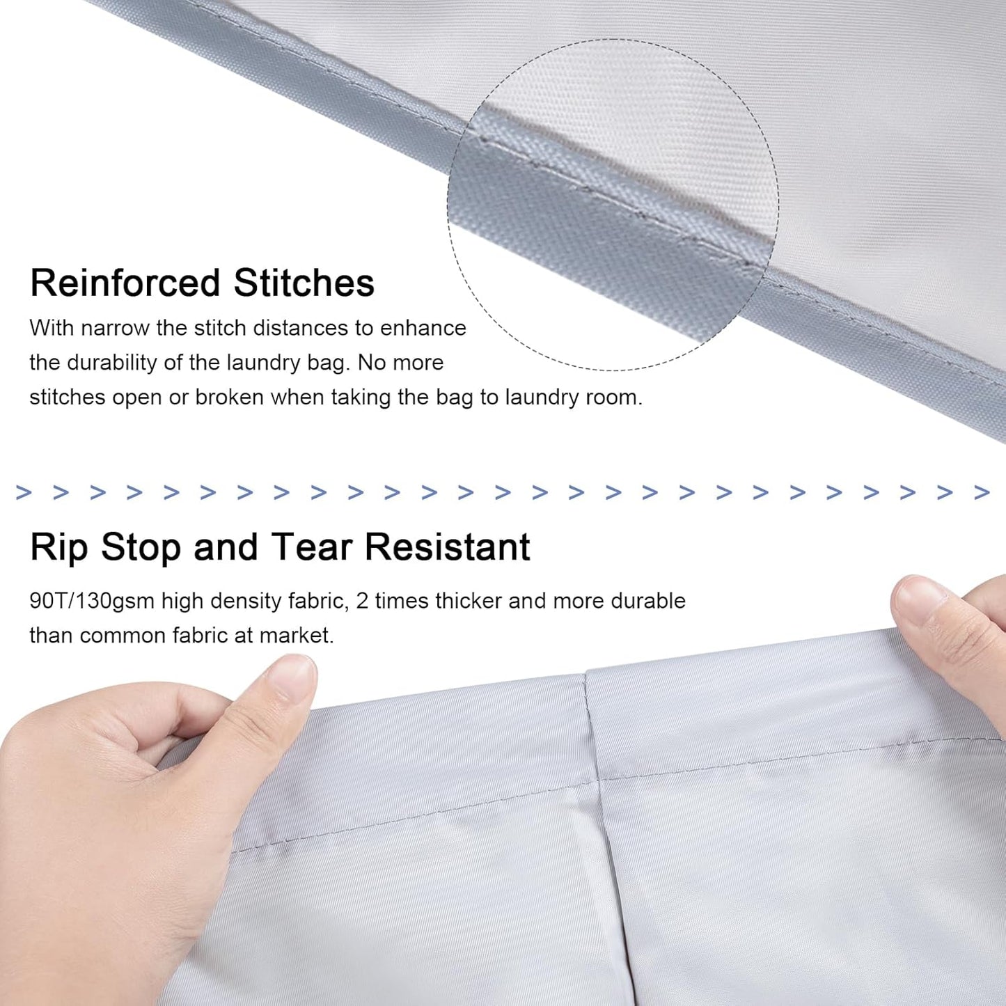 Polecasa Extra Heavy Duty Large Laundry Bag with Sturdy Handles, ID Tag & Drawstring Closure, 28 x 36 inches Durable Storage Bags, Laundry Accessory for Basket, Hamper, College, Dorm, Travel, Silver