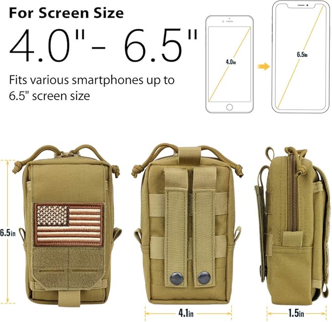 WYNEX Tactical EDC Pouch, Molle Utility Pouches Gadget Organizer Phone Holder Waist Pack Smartphone Pouch Tool Holster Pocket