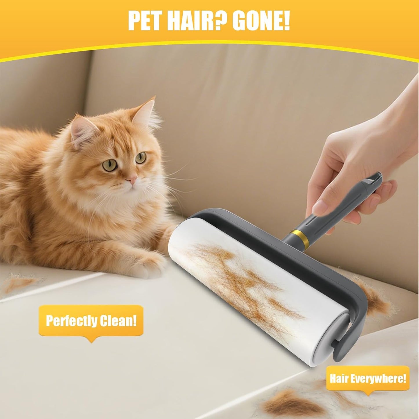 Large Surface Lint Roller, 6.3" Extra Sticky Rollers for Pet Hair, Ginat Dog Cat Hair Remover for Clothes Furniture Cleaning, 100 Sheet