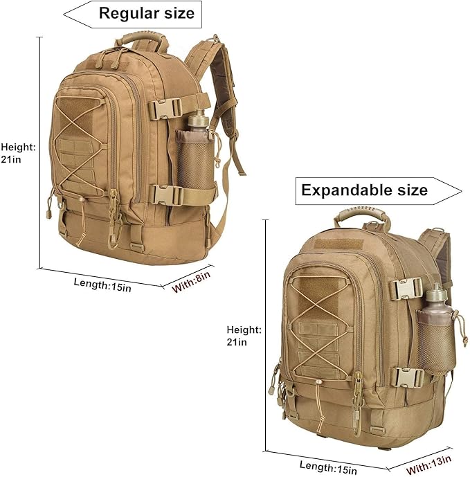 Tactical Backpack Military Army Daypack - Assault Pack for Men Molle Backpacks Bug Out Bag 3 Day Pack for Hiking Camping Travel Hunting Rucksack Trekking Coyote