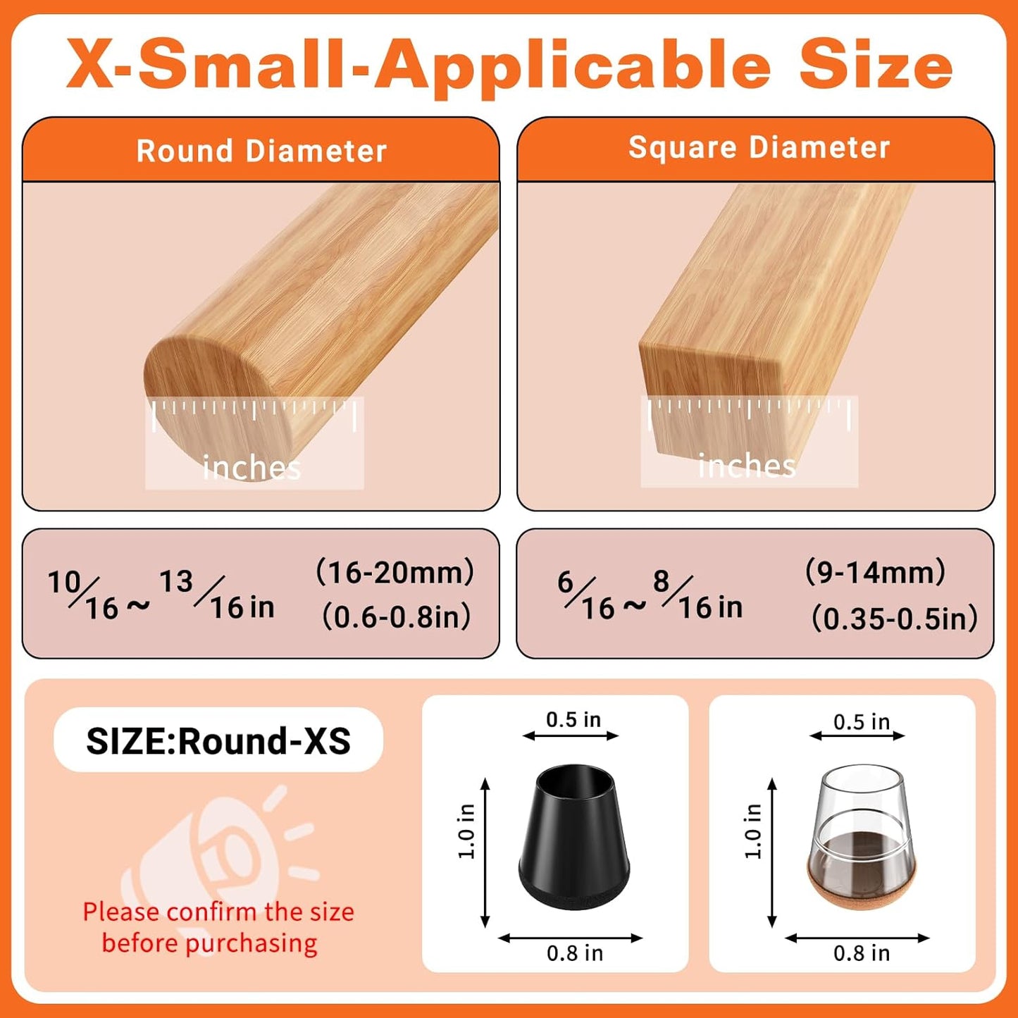 Chair Leg Floor Protectors Extra Small 24Pcs,Silicone Chair Leg Protectors for Hardwood Floors/Tiles,360°Wrapped Felt Bottom to Prevent Scratch and Reduce Noise, Round Clear