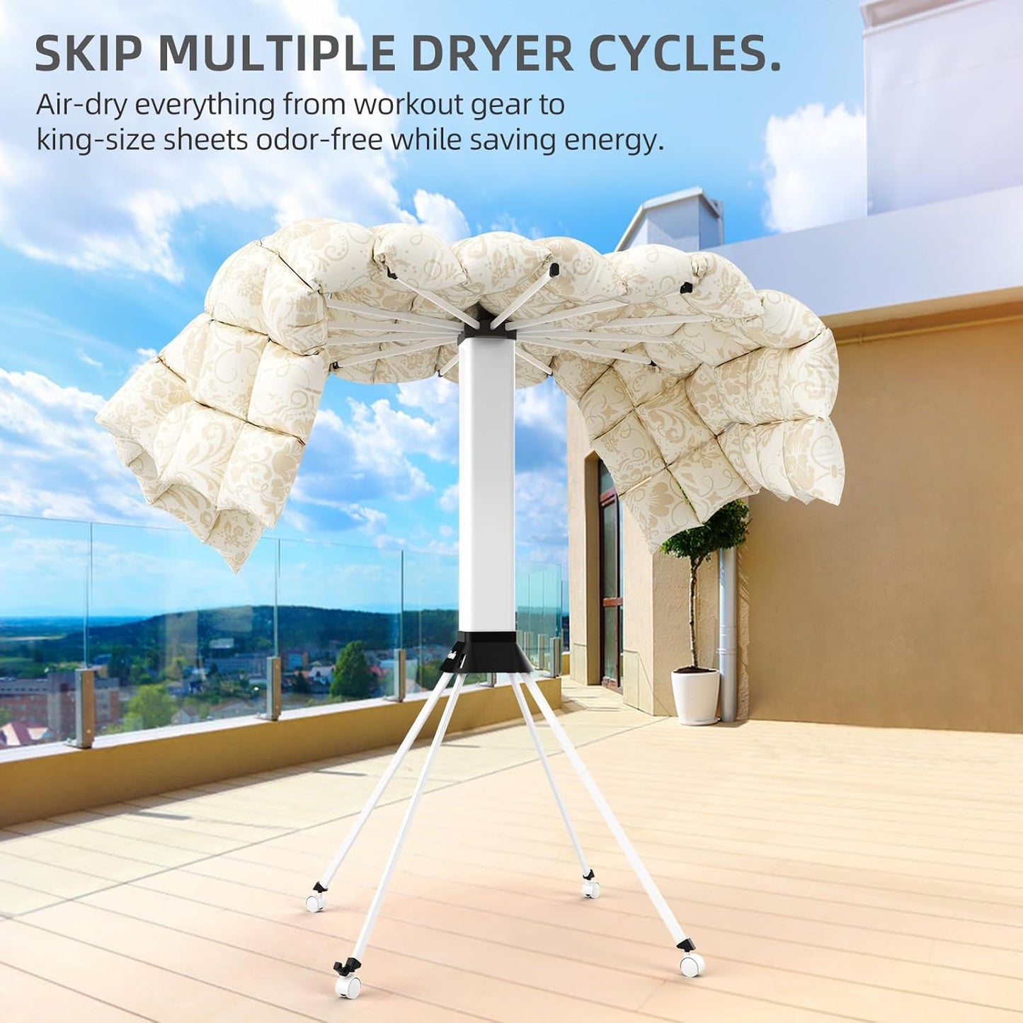 Clothes Drying Rack Foldable & Collapsible Drying Racks with 4-Leg Octopus Design, Large Capacity Space Saving Indoor Drying Rack for Bedroom,Balcony,Laundry for Indoor/Outdoor Use (White)