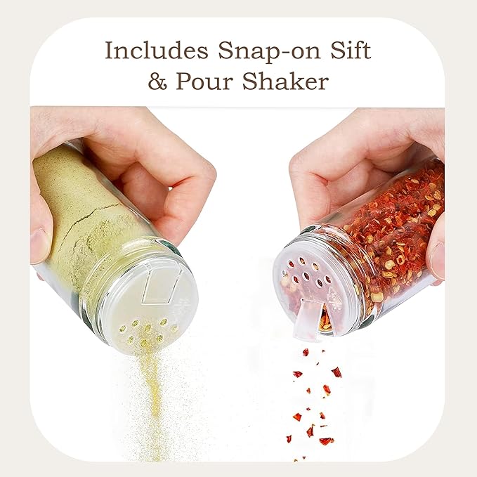 WelFurGeer Bamboo Spice Rack Organizer for Countertop, Revolving Spice Shelf with 16 Glass Jars, Lids & Labels, Desktop Rotating Seasoning Organizer for Kitchens, Space-Saving Design