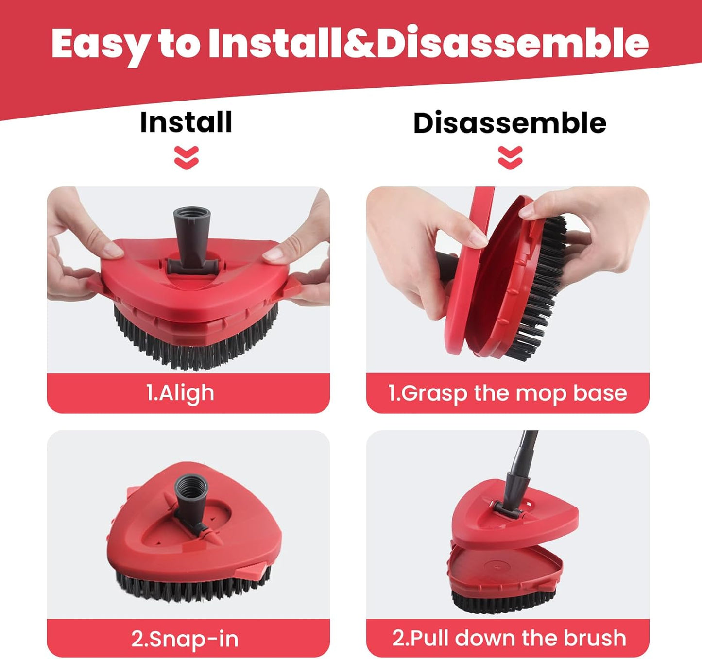 2 Pack Scrub Brush Attachment Compatible with O Cedar EasyWring Microfiber Spin Mop 1 Tank System, Upgraded Floor Scrubber Mop Replace Head, More Bristles Brush Heads for Kitchen, Deck and Bathroom