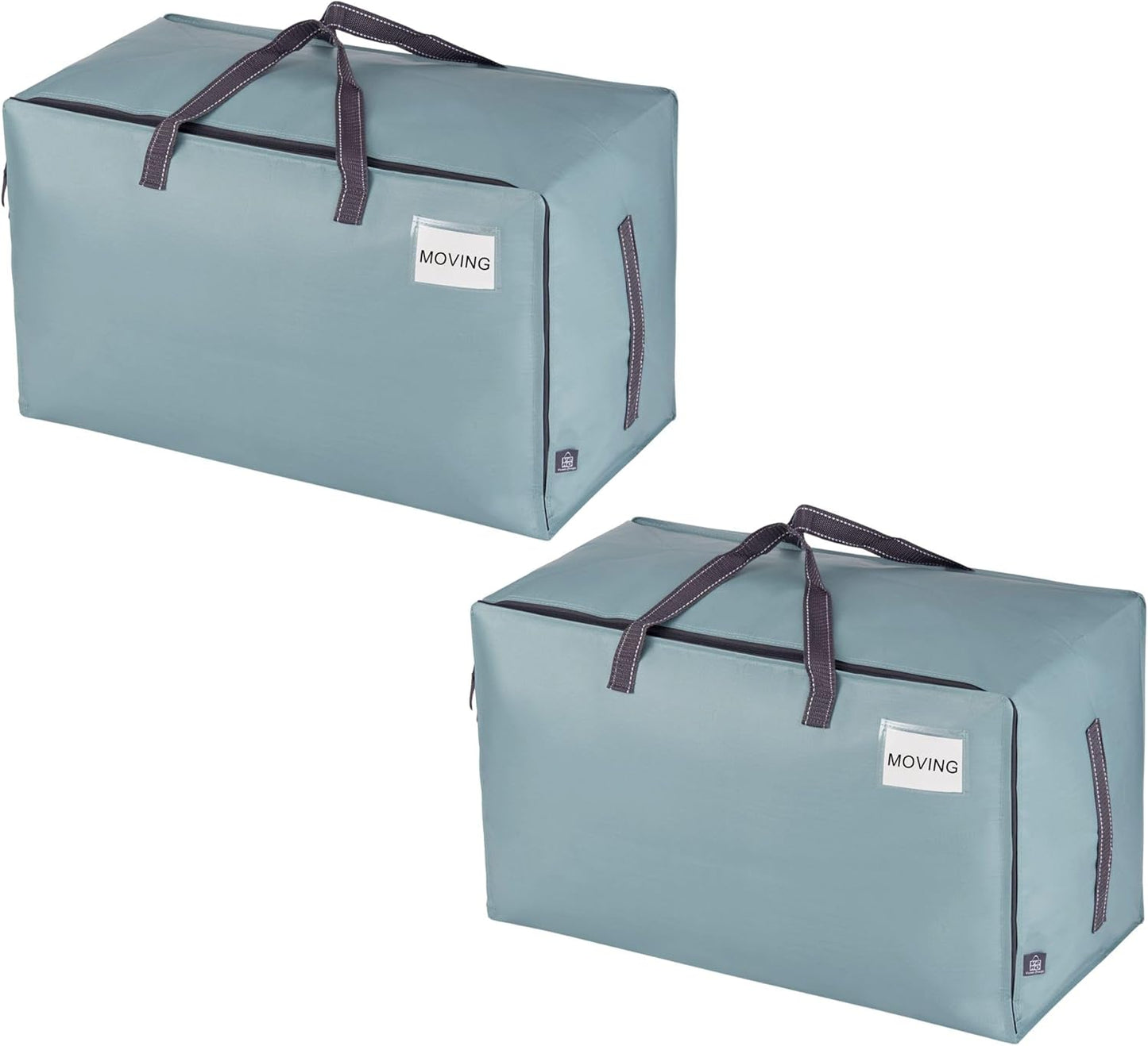 VENO 2 Pack Moving and Storage Bags, Heavy Duty, Alternative to Moving Boxes, Large Packing Totes Supplies for College Dorm Room with Zipper for Clothes, Wide Open Design (Light Blue Matte, 2 Pack)