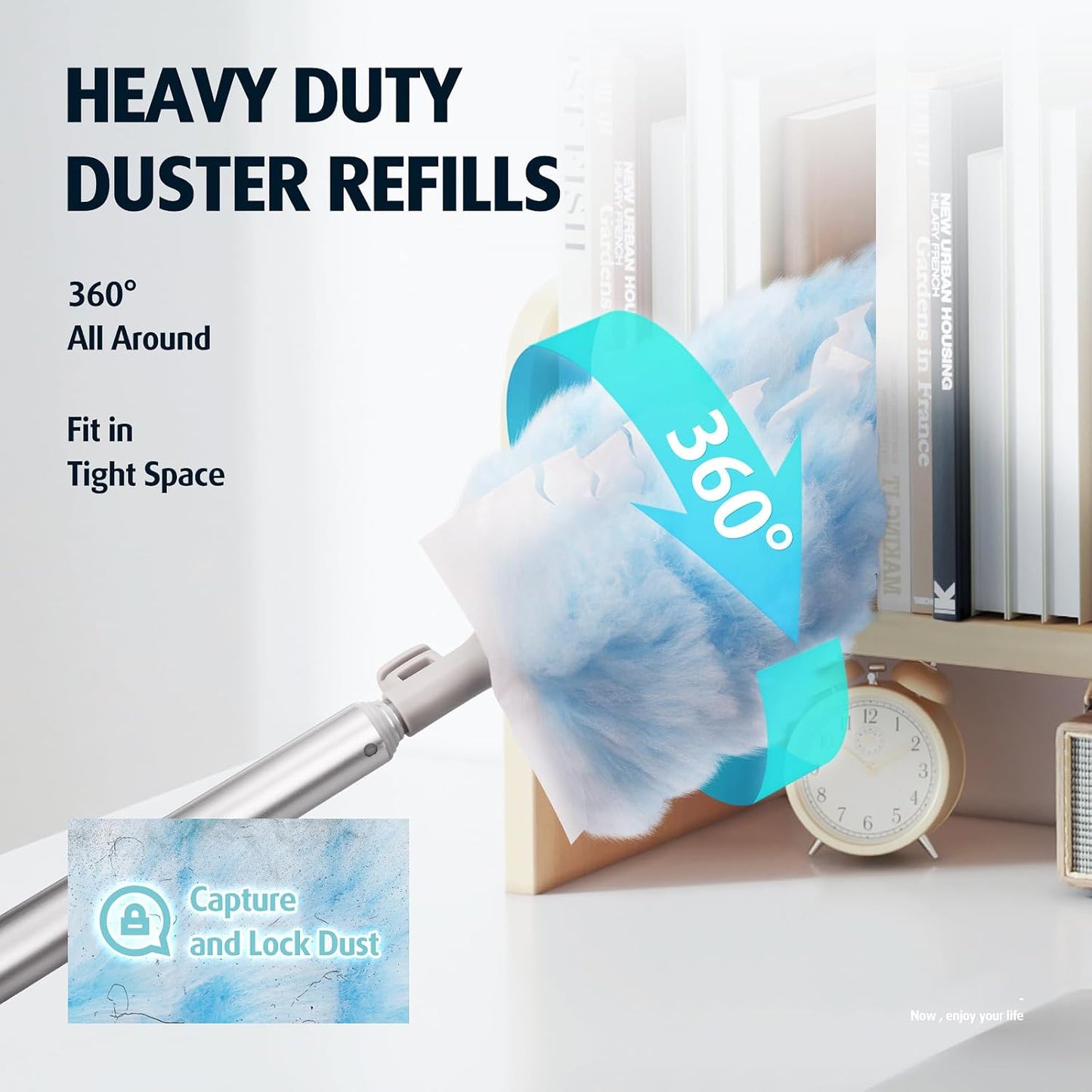 6 ft Extendable Duster Handle with 20 Pcs, Compatible with Swiffer, Disposable Microfiber Dusting Pads for Home Cleaning, Ceiling, Fan, Window, Hard-to-Reach Areas
