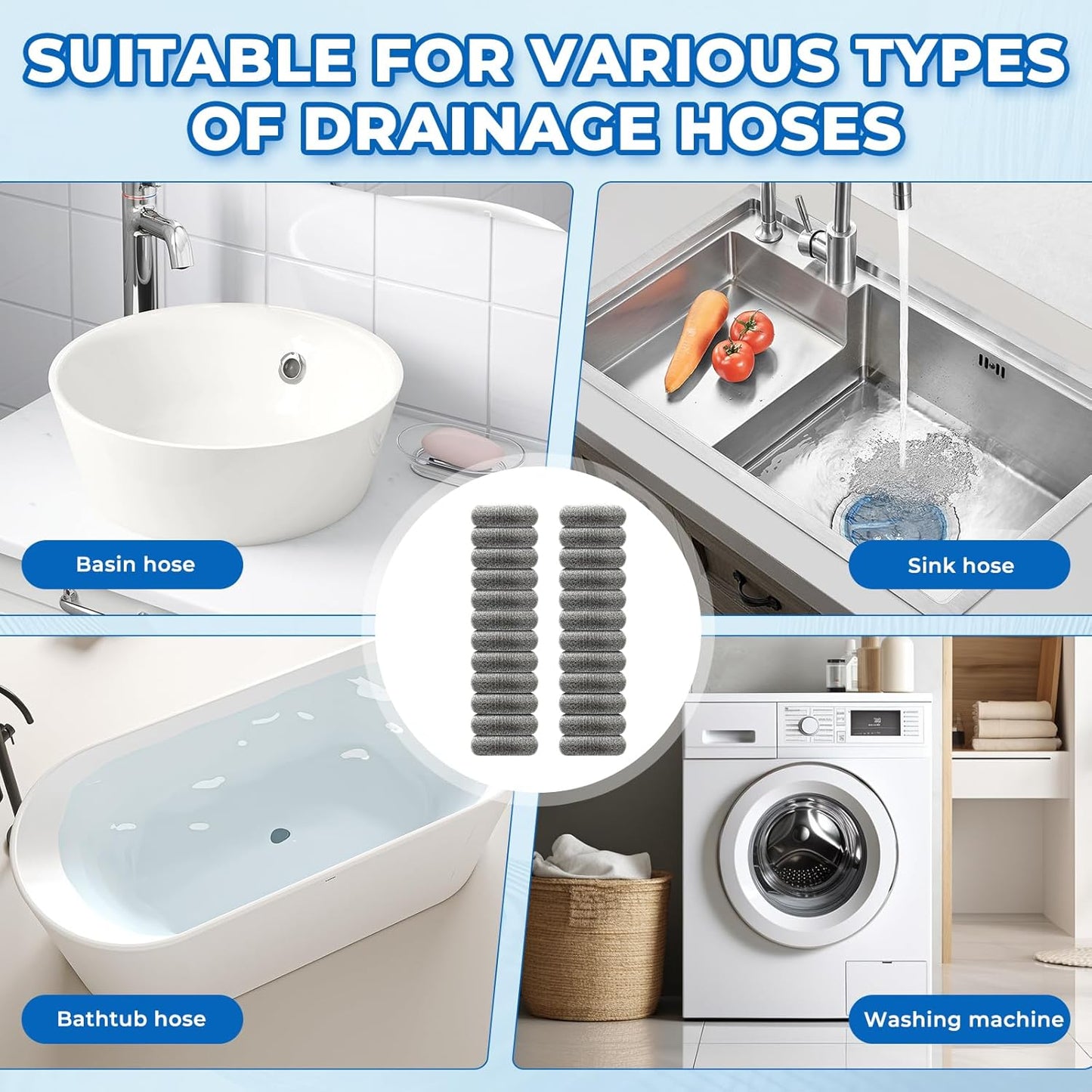 24 PCS Lint Traps, Stainless Steel Lint Catcher for Washing Machine, Pet Hair Remover for Laundry, Upgrade Traps Laundry Mesh Washer Hose Filter with 24 PCS Cable Ties