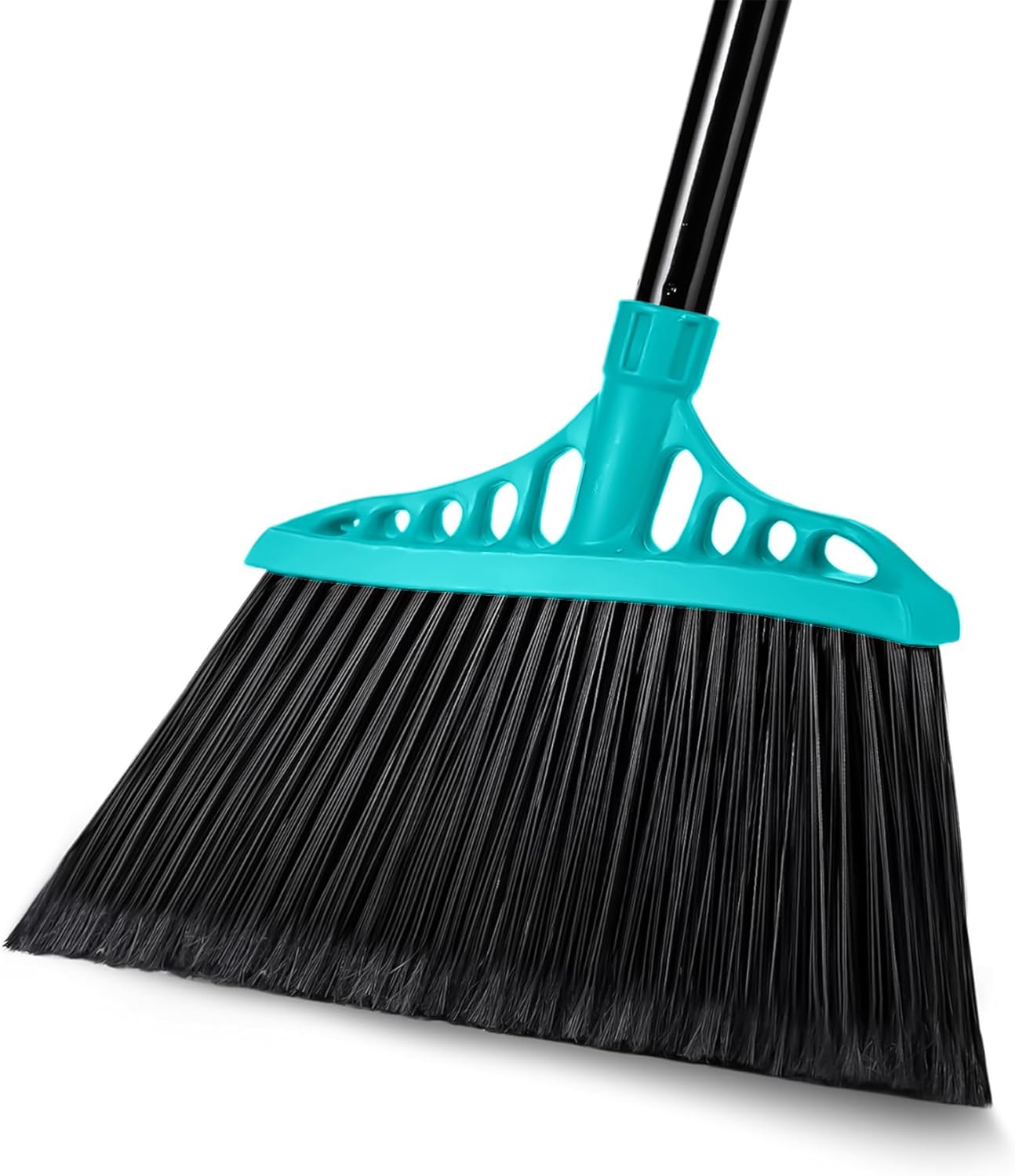 Outdoor Broom for Floor Cleaning, Heavy Duty Brooms with 55" Long Handle, Angle Brooms for Concrete Courtyard Home Patio Kitchen Shop Lobby Patio Lawn - Blue