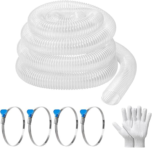 2 1/2" x 20' PVC Dust Collection Hose, Puncture-Resistant, Heavy-Duty Flexible Clear Fume Hose with Carbon Steel Wire Coil for Dust Collection Systems, Woodworking, Workshops