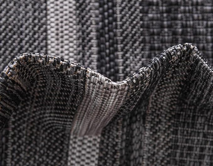 Unique Loom Outdoor Border Collection Area Rug - Soft Border (9' x 12' Rectangle, Black/ Ivory)