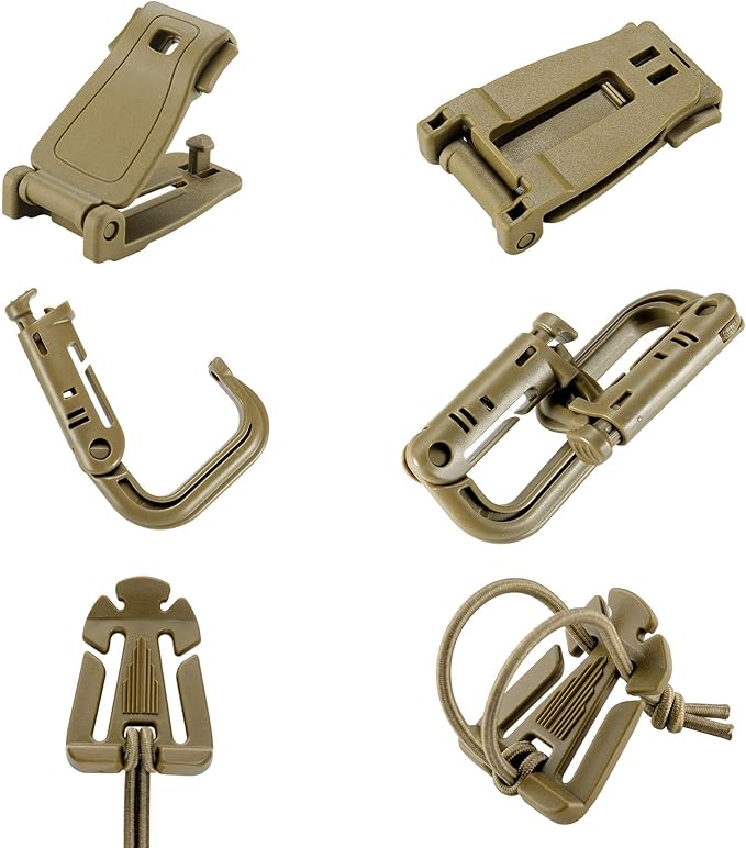 BOOSTEADY 36PCS Attachments for Tactical Backpack Vest Belt,D-Ring Grimloc Locking Gear Clip, Web Dominator Elastic Strings, Strap Management Tool Buckle,Hydration Tube Clips,Key Ring,MOLLE Bag