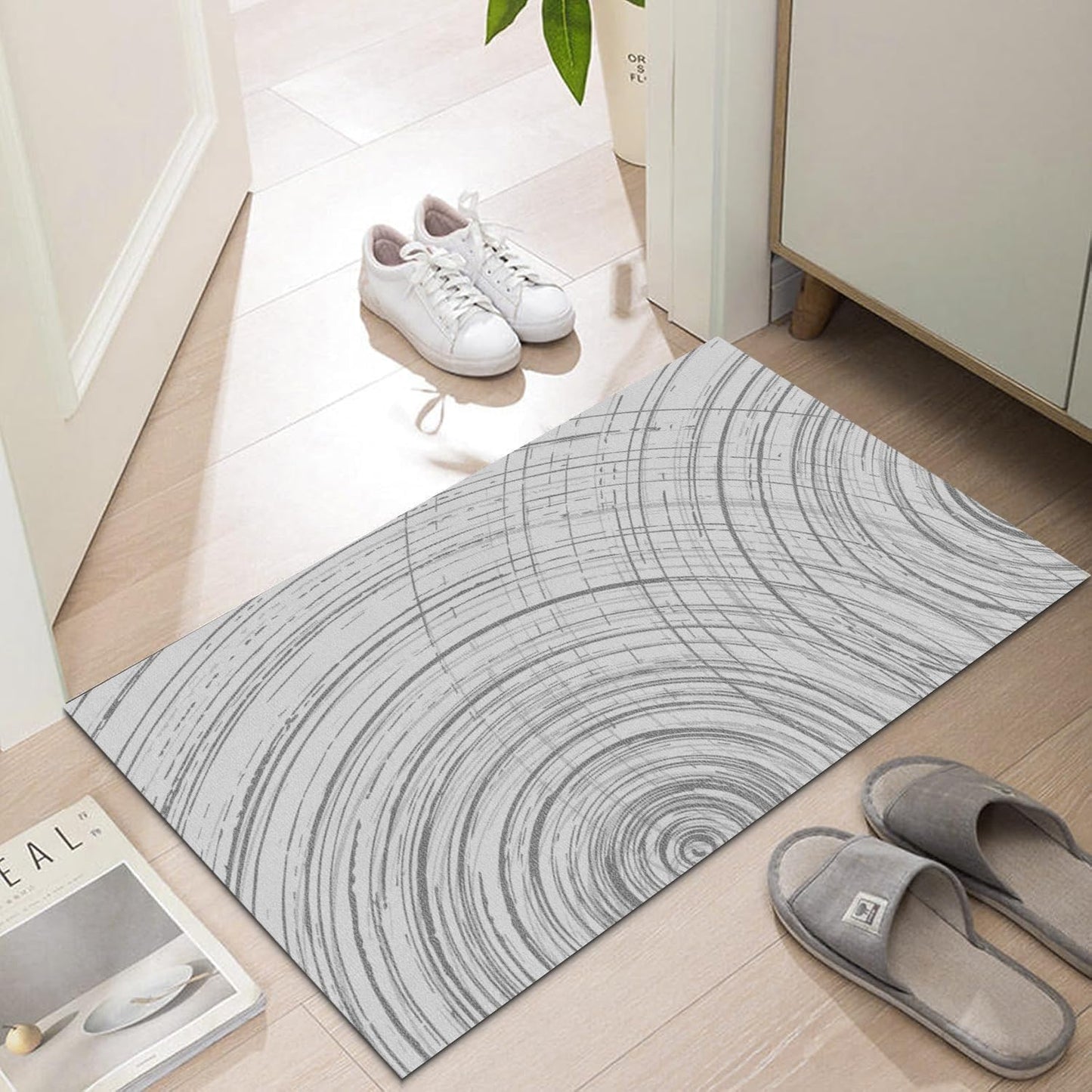 Ultra Thin Door Mat Indoor Entrance, 1/10 in Thin Door Mats for Inside Entry, Non-Slip Rubber Backing Washable Doormat, Fade Resistant, Absorbent, Low Profile Dirt Trapper, 35"X24"