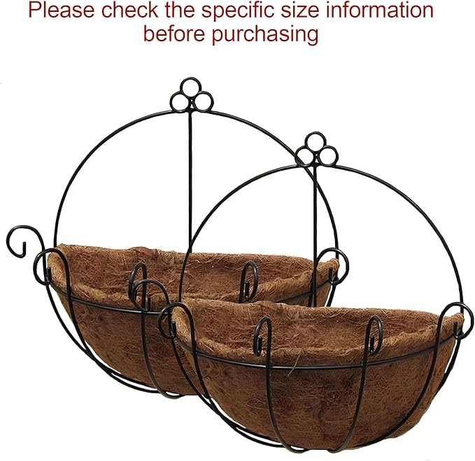 Tosnail 2 Pack Metal Wall Hanging Planter Basket with Coco Liner - Great for Indoor or Outdoor Plants
