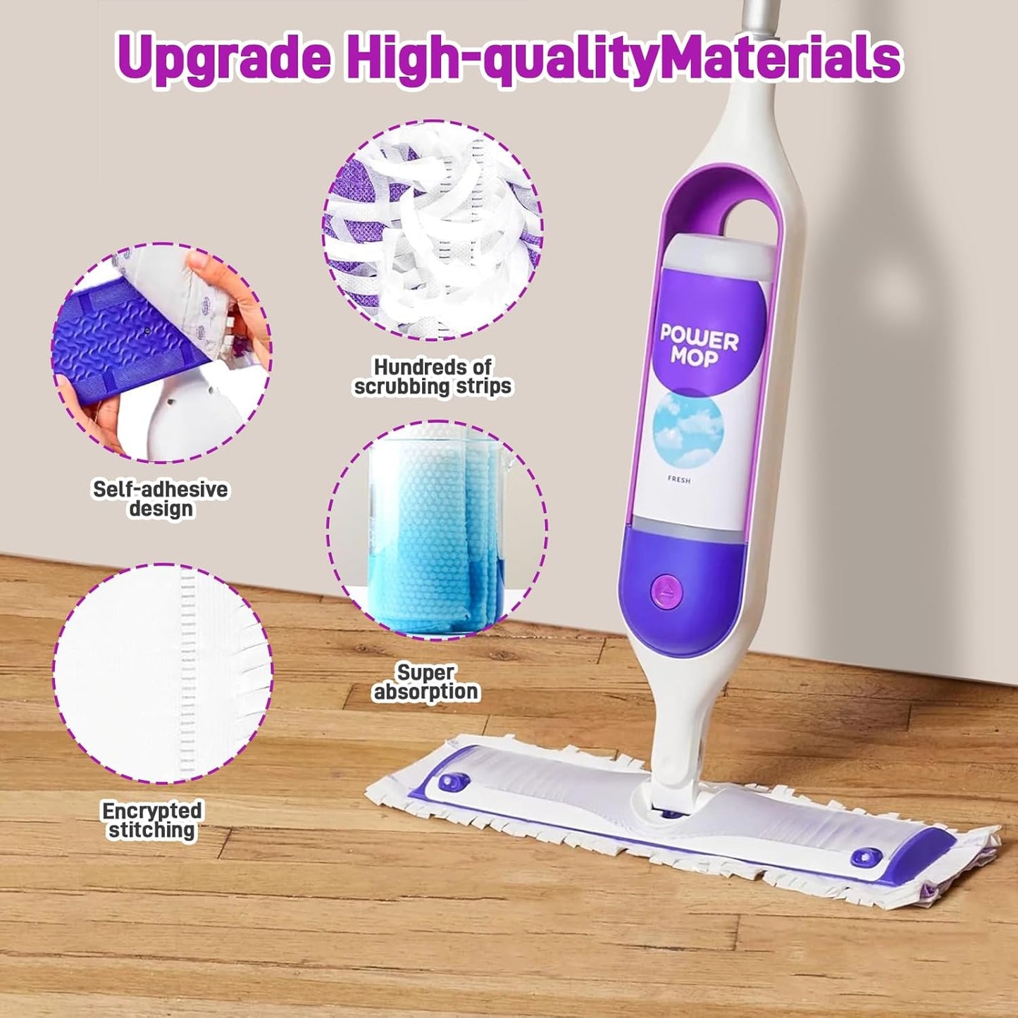 30-Pack Disposable Microfiber Power Mop Pad Refills Compatible with Swiffer Power Mop Refills,Replacement Pads for Swiffer Wet Pads Refill,Non-Washable & Unscented