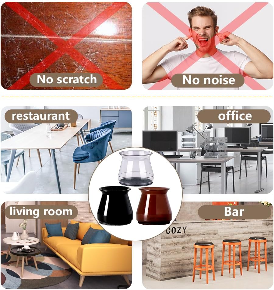 BUMACO Chair Leg Floor Protectors Chair Leg Protectors for Hardwood Floors Silicone Pads Covers to Protect Floors Black-40 Pcs Universal S (15/16" to 1-5/16")