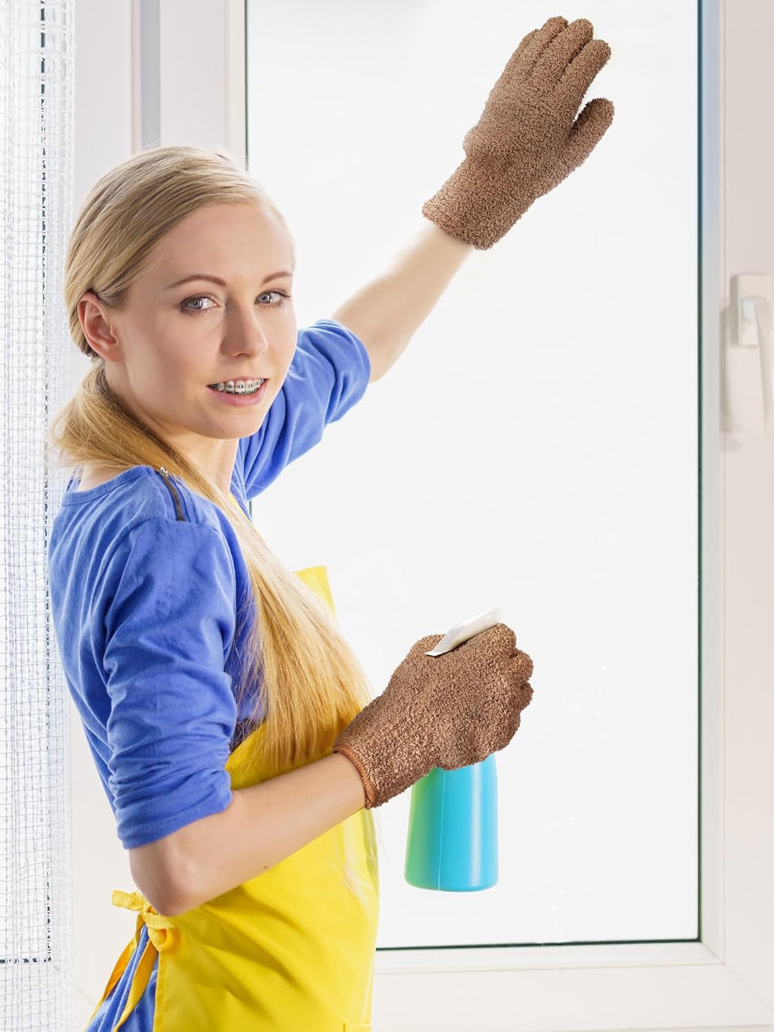 Patelai 3 Pairs Microfiber Plant Dusting Gloves Leaf Cleaning Gloves for Indoor Plants, Blinds, Furniture, House(Small,Black, Brown, Dark Brown)